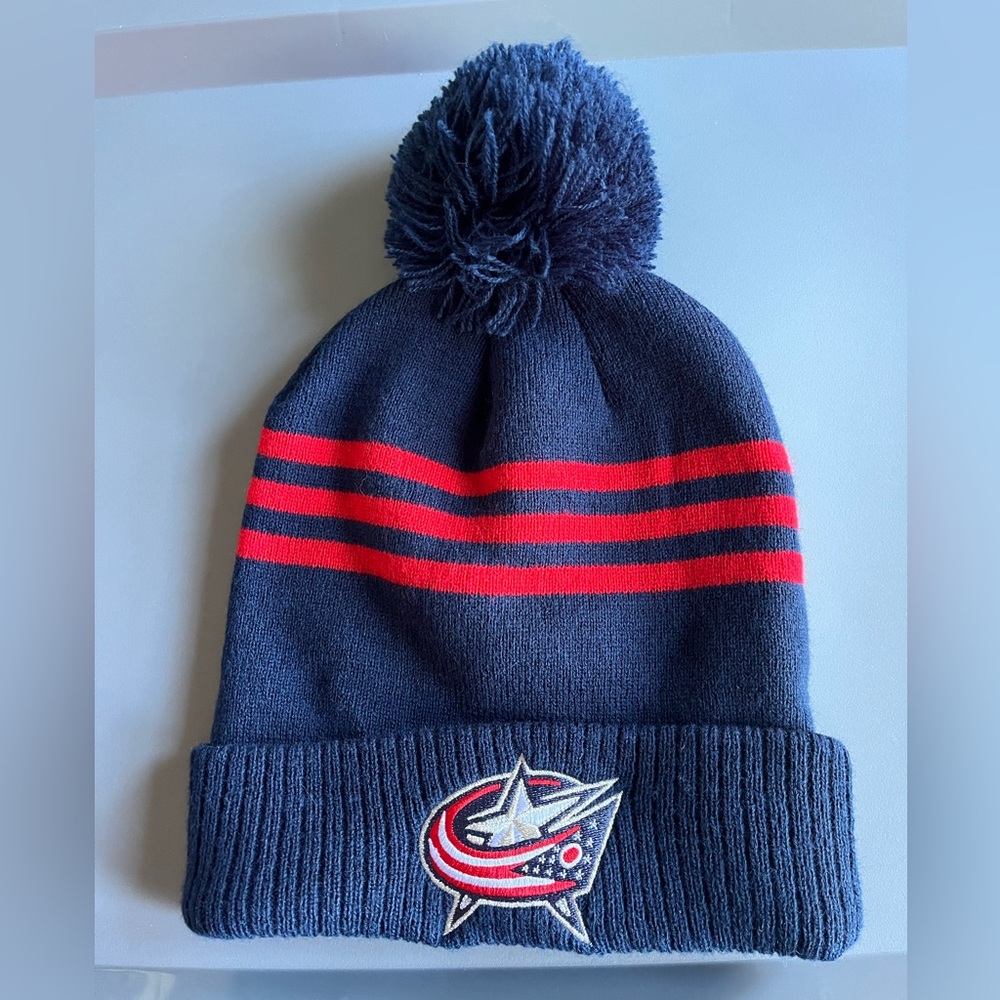 Adidas Columbus Blue Jackets Pom Beanie Toboggan